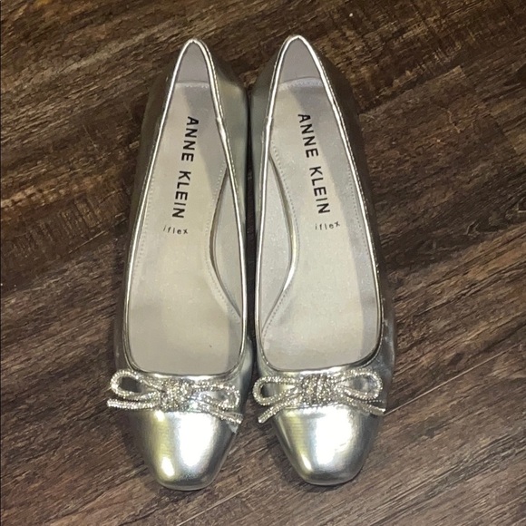 Anne Klein Metallic Silver Loafers - Picture 1 of 4